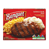 Banquet Dinners&nbsp;Salisbury Steak Meal&nbsp;w/Gravy & Mashed Potatoes & Corn Full-Size Picture